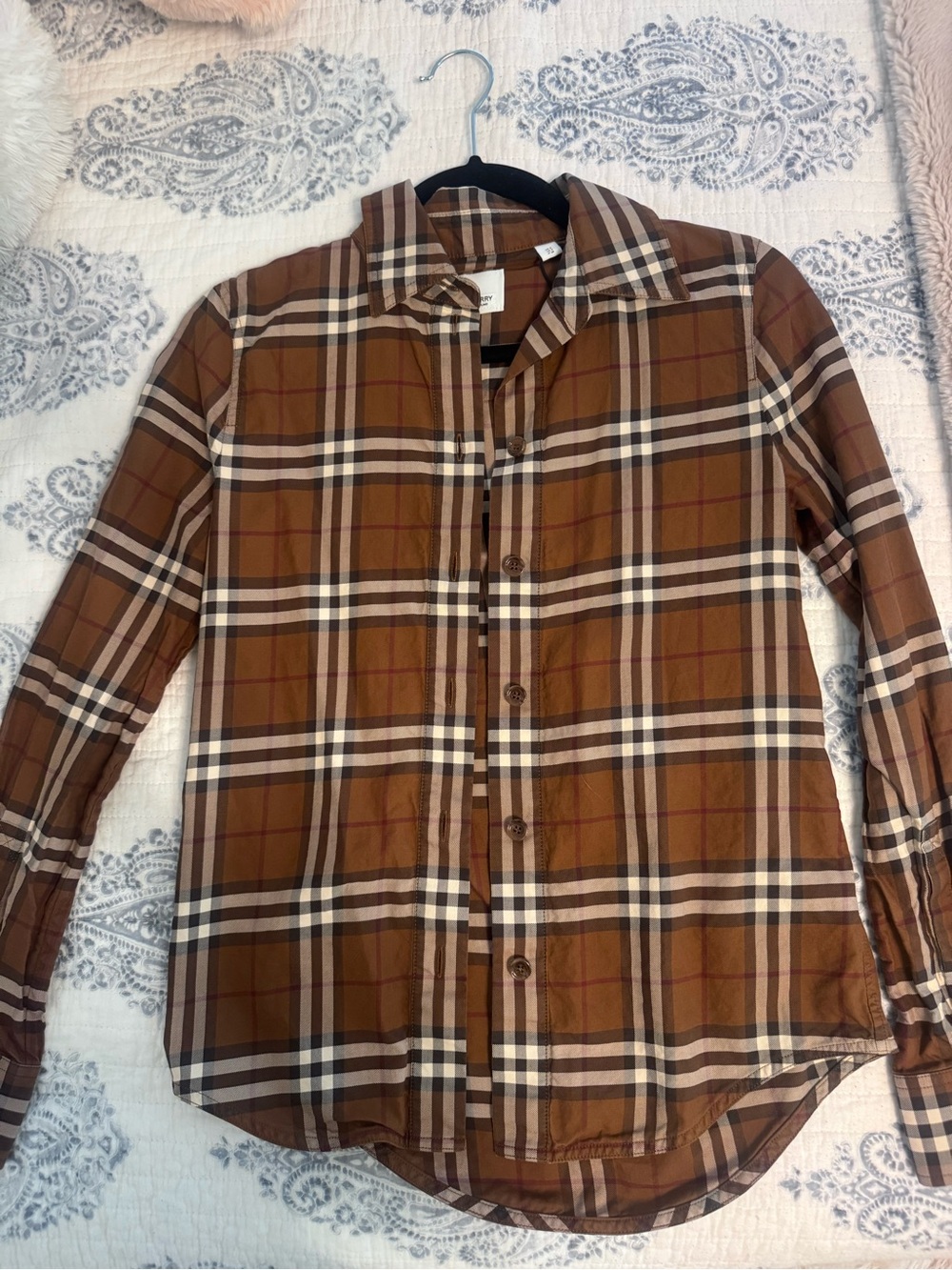 Burberry Brown Plaid Button-Down Shirt